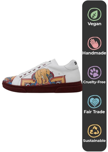 Kadın Vegan Deri Beyaz Sneakers - India Tasarım