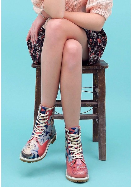 Kadın Vegan Deri Çok Renkli Uzun Bot - Frida Painting Frida Kahlo Tasarım fiyatları