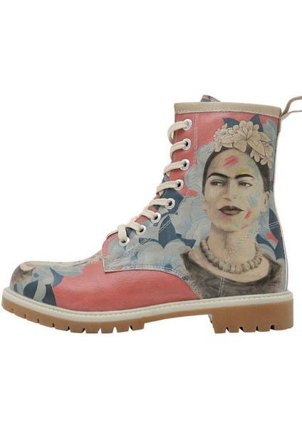 Kadın Vegan Deri Çok Renkli Uzun Bot - Frida Painting Frida Kahlo Tasarım fırsatları