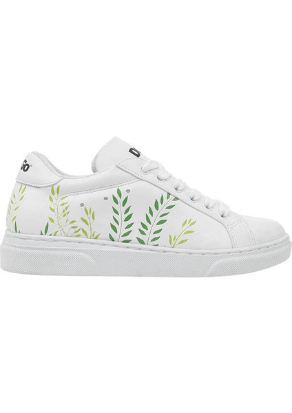 Unisex Çocuk Vegan Deri Beyaz Sneakers - It's Not Easy Being Green Tasarım modelleri