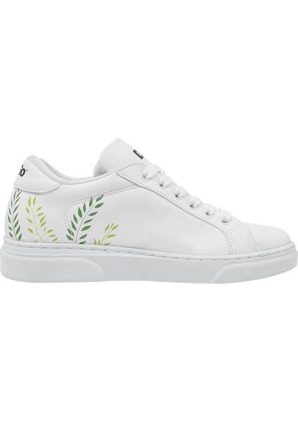 Unisex Çocuk Vegan Deri Beyaz Sneakers - It's Not Easy Being Green Tasarım indirimleri