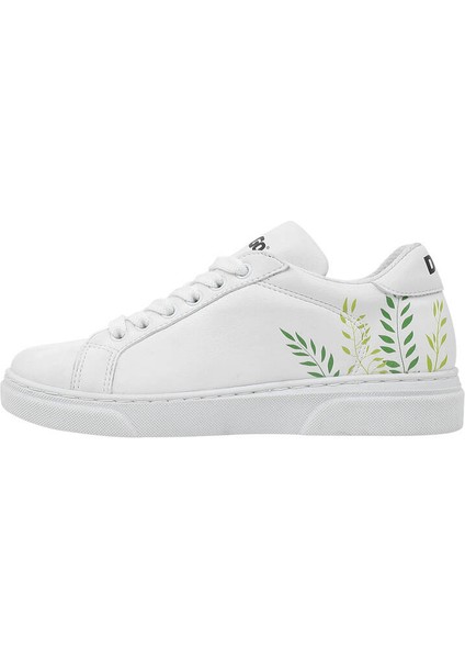 Unisex Çocuk Vegan Deri Beyaz Sneakers - It's Not Easy Being Green Tasarım