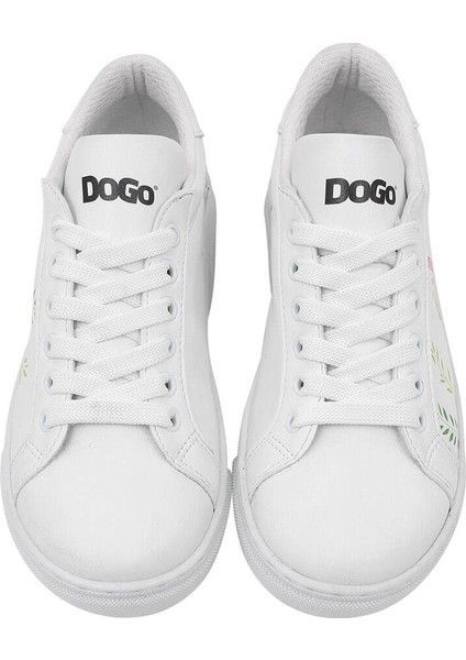 Unisex Çocuk Vegan Deri Beyaz Sneakers - It's Not Easy Being Green Tasarım