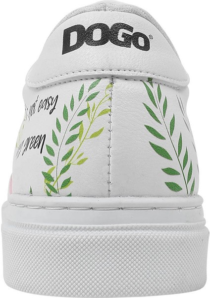 Unisex Çocuk Vegan Deri Beyaz Sneakers - It's Not Easy Being Green Tasarım