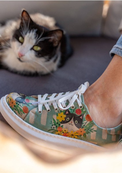 Kadın Vegan Deri Mavi Günlük Sneakers - Sweet Escape Tasarım