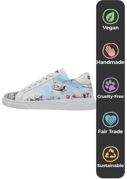 Kadın Vegan Deri Beyaz Sneakers - Lago di Como Tasarım