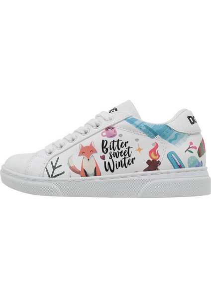 Unisex Çocuk Vegan Deri Beyaz Sneakers - Bitter Sweet Winter Tasarım