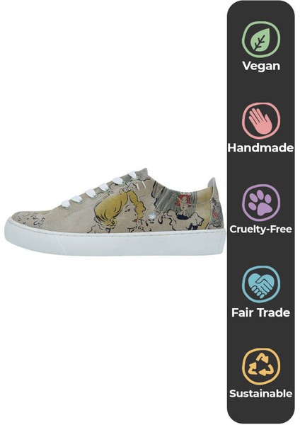 Kadın Vegan Deri Bej Sneakers - Artisan Tasarım