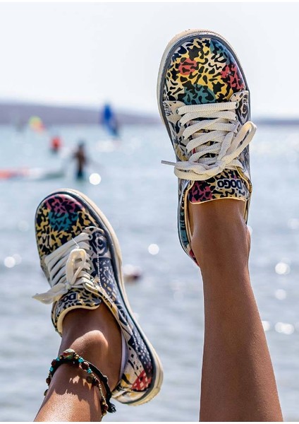 Kadın Vegan Deri Çok Renkli Sneakers - Eternal Swirl Tasarım