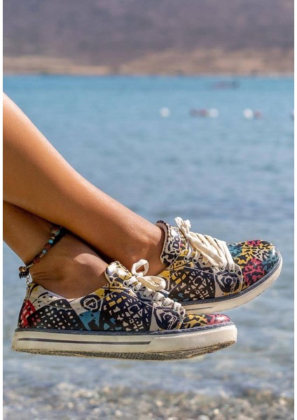 Kadın Vegan Deri Çok Renkli Sneakers - Eternal Swirl Tasarım