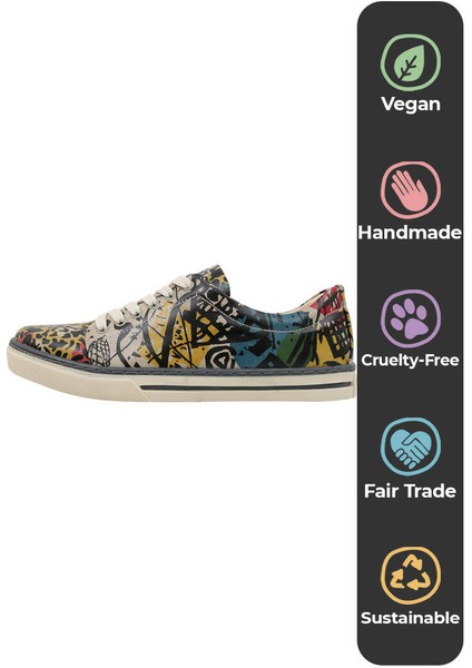 Kadın Vegan Deri Çok Renkli Sneakers - Eternal Swirl Tasarım