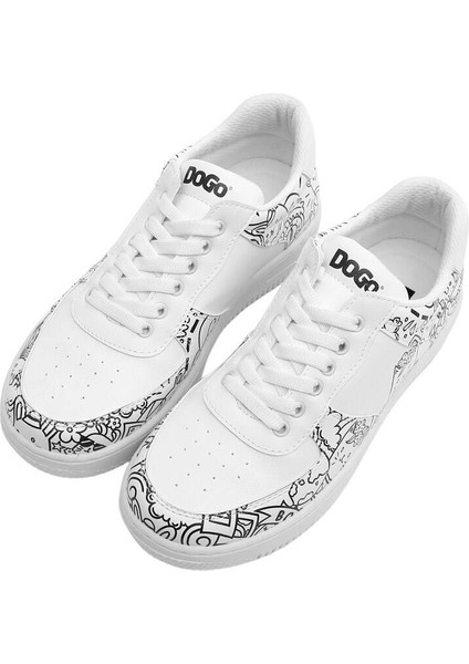 Kadın Vegan Deri Beyaz Sneakers - Bon Voyage Tasarım indirimleri