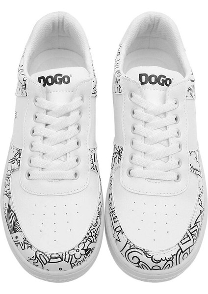 Kadın Vegan Deri Beyaz Sneakers - Bon Voyage Tasarım
