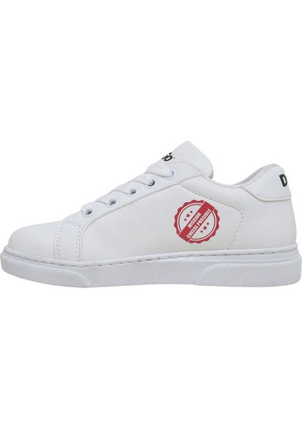 Unisex Çocuk Vegan Deri Beyaz Sneakers - Mission Cheese Possible Tasarım indirimleri