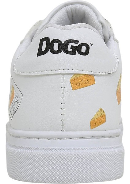 Unisex Çocuk Vegan Deri Beyaz Sneakers - Mission Cheese Possible Tasarım