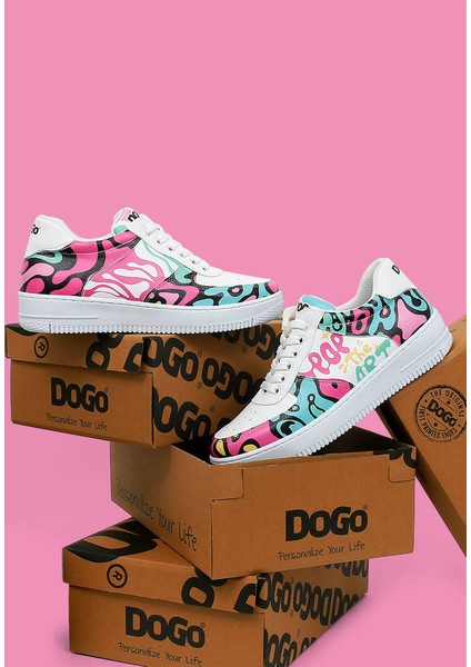 Kadın Vegan Deri Beyaz Sneakers - Pop the Art Tasarım modelleri