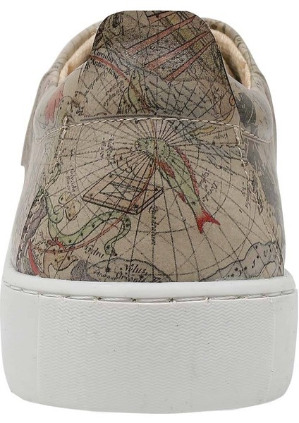 Kadın Vegan Deri Gri Sneakers - Astronomy Map Tasarım