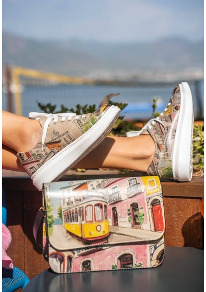 Kadın Vegan Deri Çok Renkli Sneakers - Lisboa Tasarım