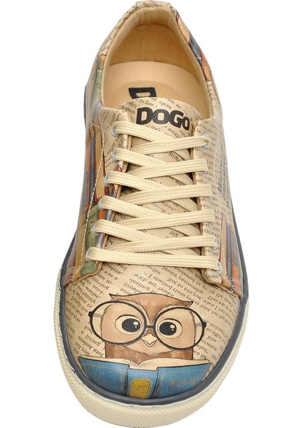 Kadın Vegan Deri Bej Sneakers - The wise owl Tasarım