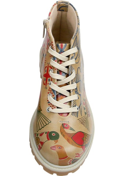 Kadın Vegan Deri Bej Fermuarlı Kısa Bot - Love Birds Tasarım indirimleri