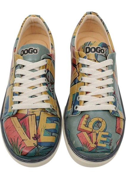 Kadın Vegan Deri Turkuaz Sneakers - Love Tasarım fırsatları