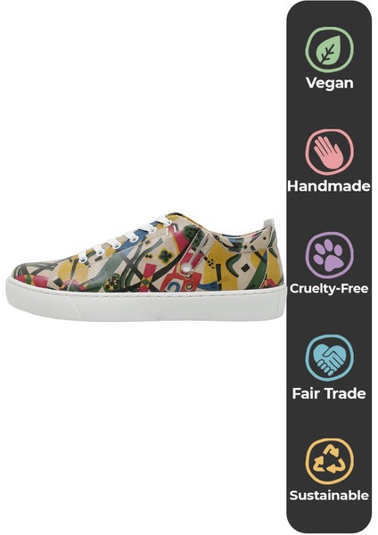 Kadın Vegan Deri Çok Renkli Sneakers - Beauty in Chaos Tasarım