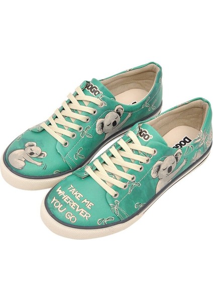 Kadın Vegan Deri Yeşil Sneakers - Koala Hug Tasarım
