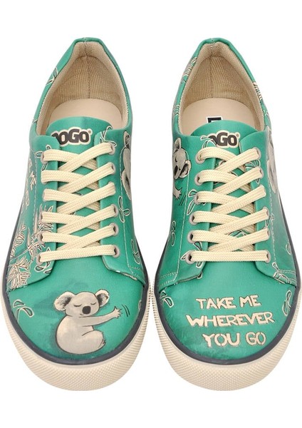 Kadın Vegan Deri Yeşil Sneakers - Koala Hug Tasarım modelleri