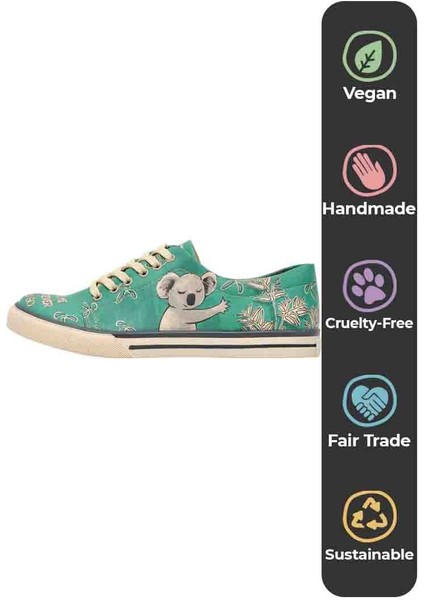 Kadın Vegan Deri Yeşil Sneakers - Koala Hug Tasarım indirimleri