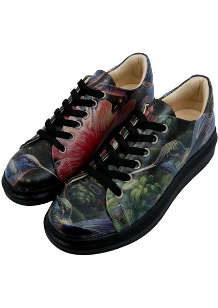 Kadın Vegan Deri Siyah Sneakers - Magnificent Tasarım fiyatları