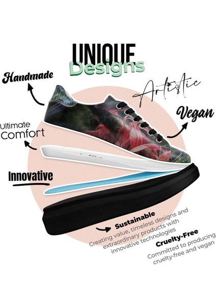 Kadın Vegan Deri Siyah Sneakers - Magnificent Tasarım fırsatları