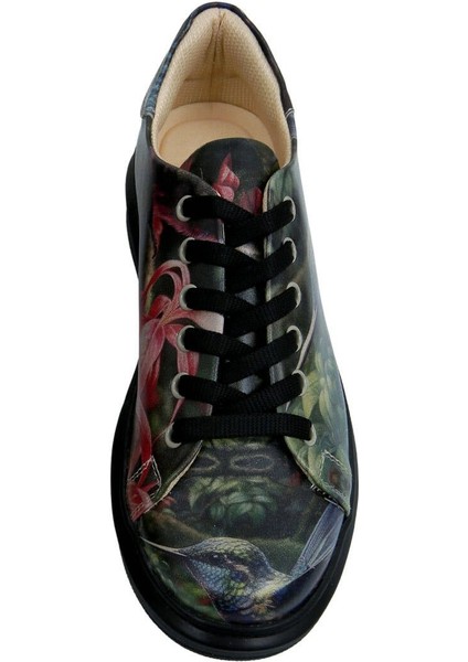 Kadın Vegan Deri Siyah Sneakers - Magnificent Tasarım