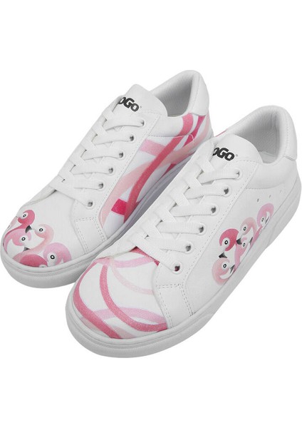 Kadın Vegan Deri Beyaz Sneakers - Pink Paradise Tasarım fiyatları