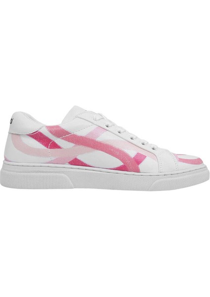 Kadın Vegan Deri Beyaz Sneakers - Pink Paradise Tasarım