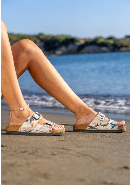 Kadın Vegan Deri Bej Terlik - Aeroplanes Tasarım