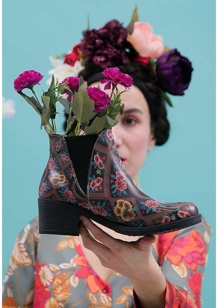 Kadın Vegan Deri Çok Renkli Bilekte Bot - Beauty In The Broken Frida Kahlo Tasarım fiyatları