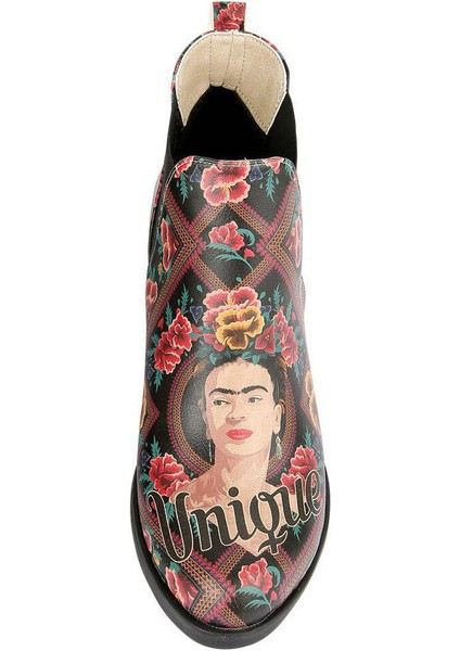 Kadın Vegan Deri Çok Renkli Bilekte Bot - Beauty In The Broken Frida Kahlo Tasarım