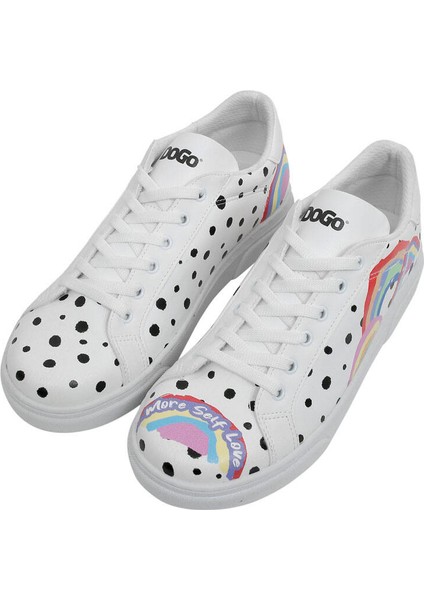 Kadın Vegan Deri Beyaz Günlük Sneakers - More Self Love Tasarım modelleri