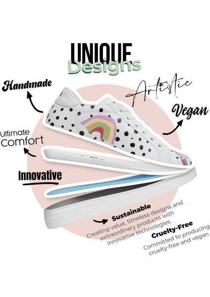 Kadın Vegan Deri Beyaz Günlük Sneakers - More Self Love Tasarım indirimleri