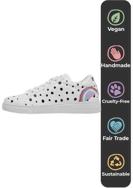 Kadın Vegan Deri Beyaz Günlük Sneakers - More Self Love Tasarım