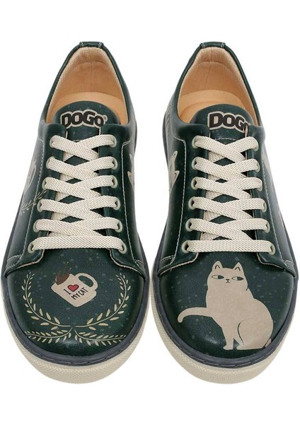 Kadın Vegan Deri Yeşil Günlük Sneakers - I Do What I Want Tasarım