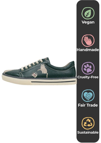 Kadın Vegan Deri Yeşil Günlük Sneakers - I Do What I Want Tasarım