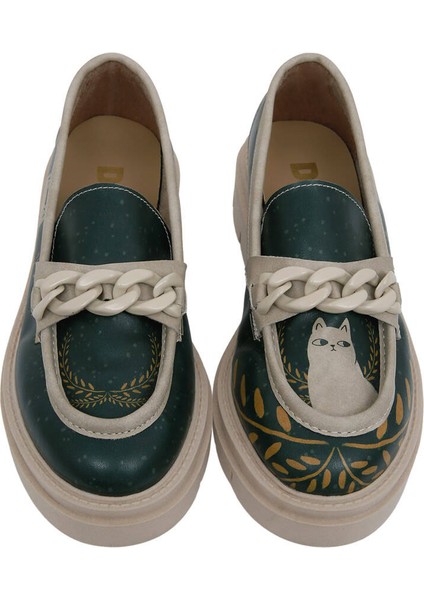 Kadın Vegan Deri Yeşil Loafer - I Do What I Want Tasarım modelleri