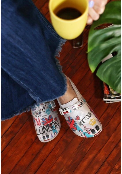 Kadın Vegan Deri Gri Terlik - I Heart London Tasarım fiyatları