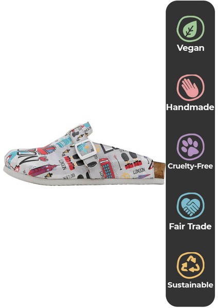 Kadın Vegan Deri Gri Terlik - I Heart London Tasarım indirimleri