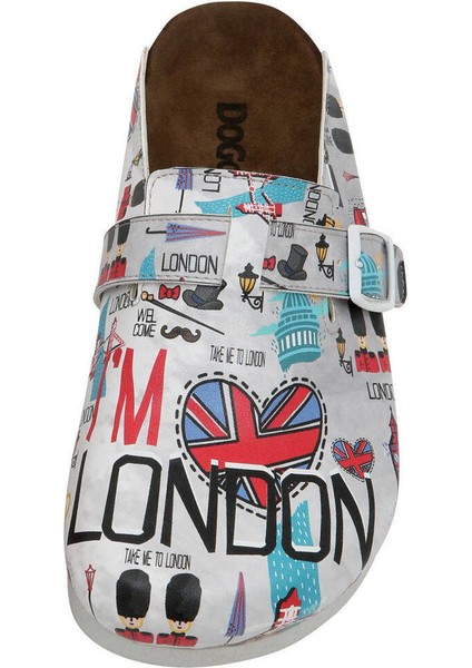 Kadın Vegan Deri Gri Terlik - I Heart London Tasarım