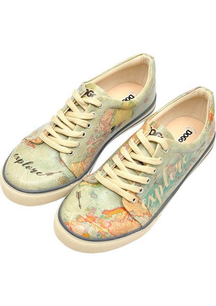 Kadın Vegan Deri Mavi Sneakers - Explore Tasarım