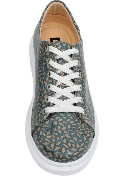 Kadın Vegan Deri Mavi Günlük Sneakers - Lemur Tasarım