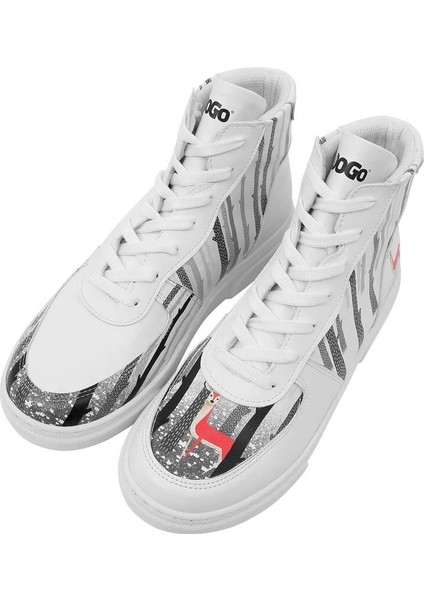 Kadın Vegan Deri Beyaz High Sneakers - You're the Colour of My Life Tasarım modelleri