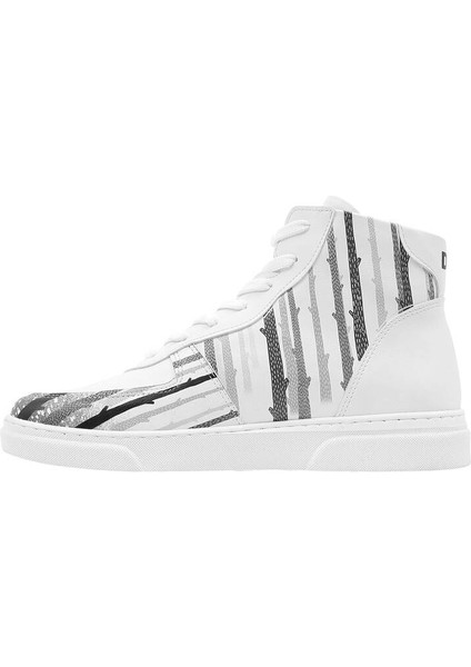 Kadın Vegan Deri Beyaz High Sneakers - You're the Colour of My Life Tasarım
